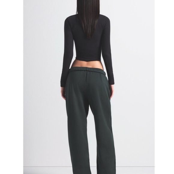 Skims NWT Classic Cotton Fleece Straight Leg Pant Spruce - Picture 4 of 4